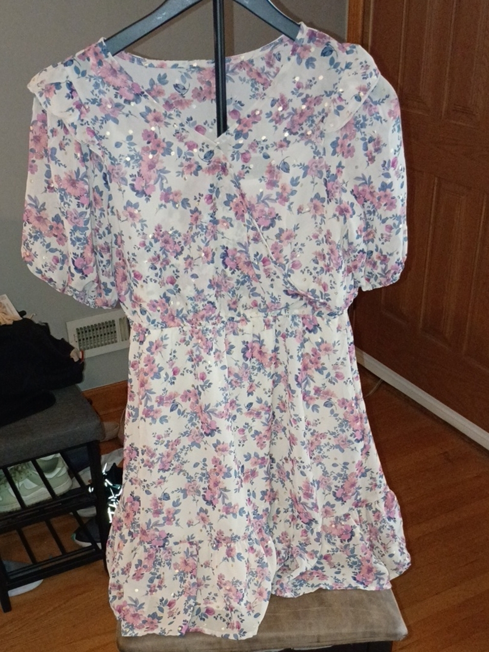 lilt Pink and White Floral Casual Kids Dress